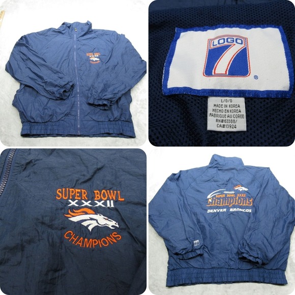 LOGO 7 Other - Denver Broncos‎ Super Bowl Jacket Mens Large Logo 7 Blue Windbreaker Vintage 90s